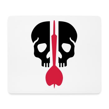 Geteilter Schädel und Dartpfeil - Mousepad (Querformat) - Weiß - Vorne