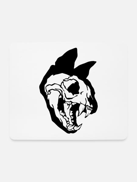 Katze Totenkopf Halloween - Mousepad (Querformat) - Weiß