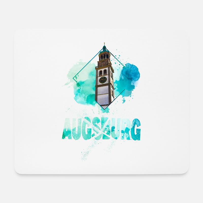 Augsburg Deutschland Stadt Skyline Splash Bunt - Mousepad (Querformat) - Weiß