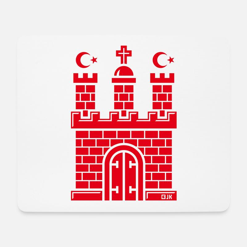 Hamburg Wappen Mit Halbmond (Türkisch / Red) - Mousepad (Querformat) - Weiß