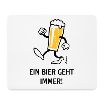 XEin Bier Geht Immer! (Bierchen / Cartoon Lustig) - Mousepad (Querformat) - Weiß - Vorne