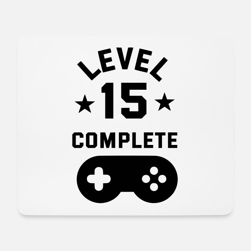 15. Geburtstag Level complete - Mousepad (Querformat) - Weiß