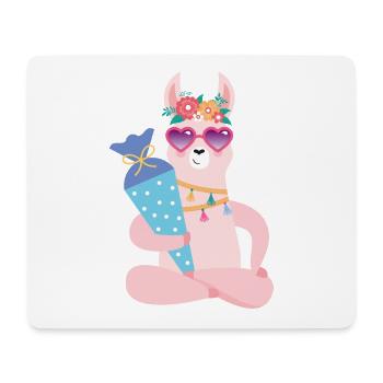 cooles Lama mit Schultüte Einschulung - Mousepad (Querformat) - Weiß - Vorne
