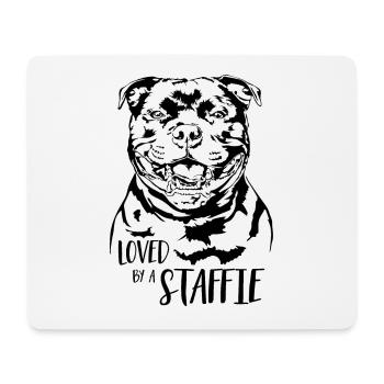 STAFFORDSHIRE BULL TERRIER loved by a Staffie dog - Mouse Pad (horizontal) - white - Front