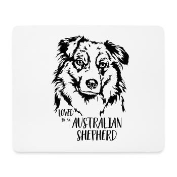 Loved by an Australian Shepherd Hunde Wilsigns - Mousepad (Querformat) - Weiß - Vorne