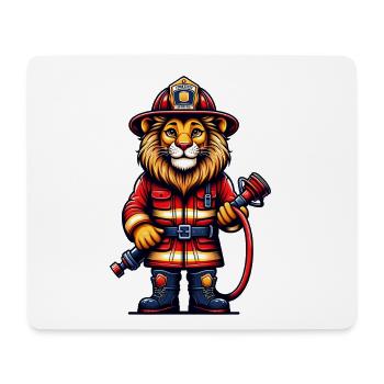 Cute Lion Firefighter - Mousepad (Querformat) - Weiß - Vorne