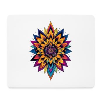 Bunte LSD Blume Mandala Farbexplosion Blumenstern - Mousepad (Querformat) - Weiß - Vorne