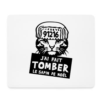 chat tomber sapin noel citation prisonnier humour - Tapis de souris (format paysage) - blanc - Devant