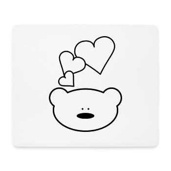 Lustiger Teddybär mit Herzen - Mousepad (Querformat) - Weiß - Vorne