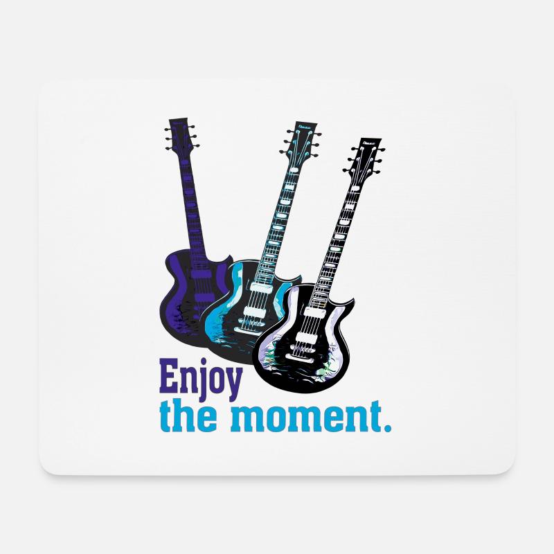 E-Gitarren mit Spruch Enjoy the moment. - Mousepad (Querformat) - Weiß