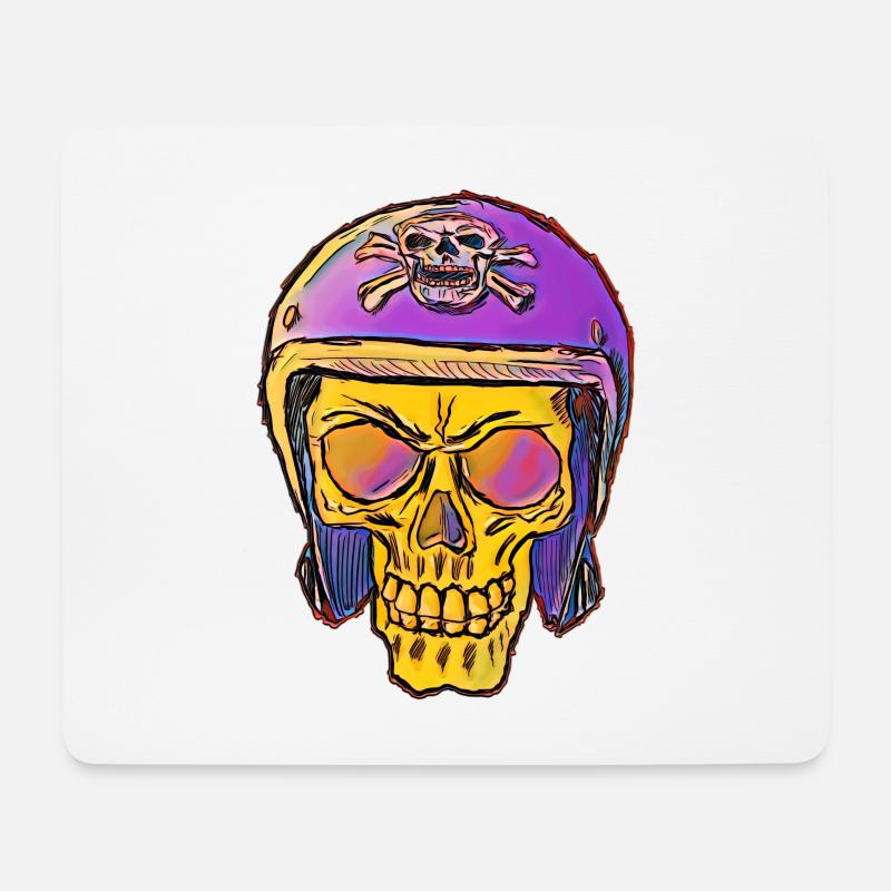 Skull with skull helmet - Mouse Pad (horizontal) - white