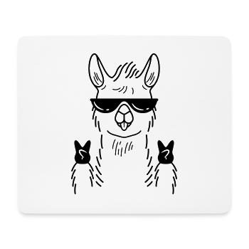 Llama Alpaca Peace Hand Gesture - Mouse Pad (horizontal) - white - Front