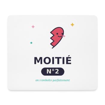 Moitié Nº2 Cœur Esquissé Rigolo - Tapis de souris (format paysage) - blanc - Devant