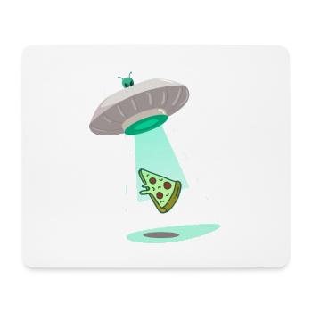 Dessin animé drôle d’extraterrestre OVNI Pizza - Tapis de souris (format paysage) - blanc - Devant