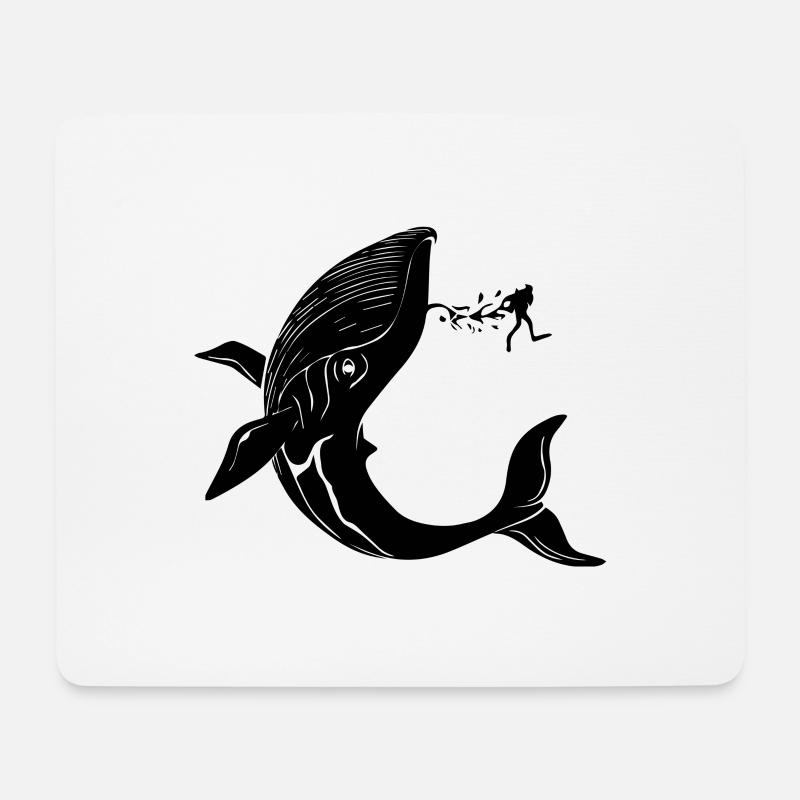 La baleine et le plongeur - Tapis de souris (format paysage) - blanc
