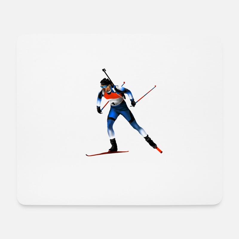 biathlon - Tapis de souris (format paysage) - blanc