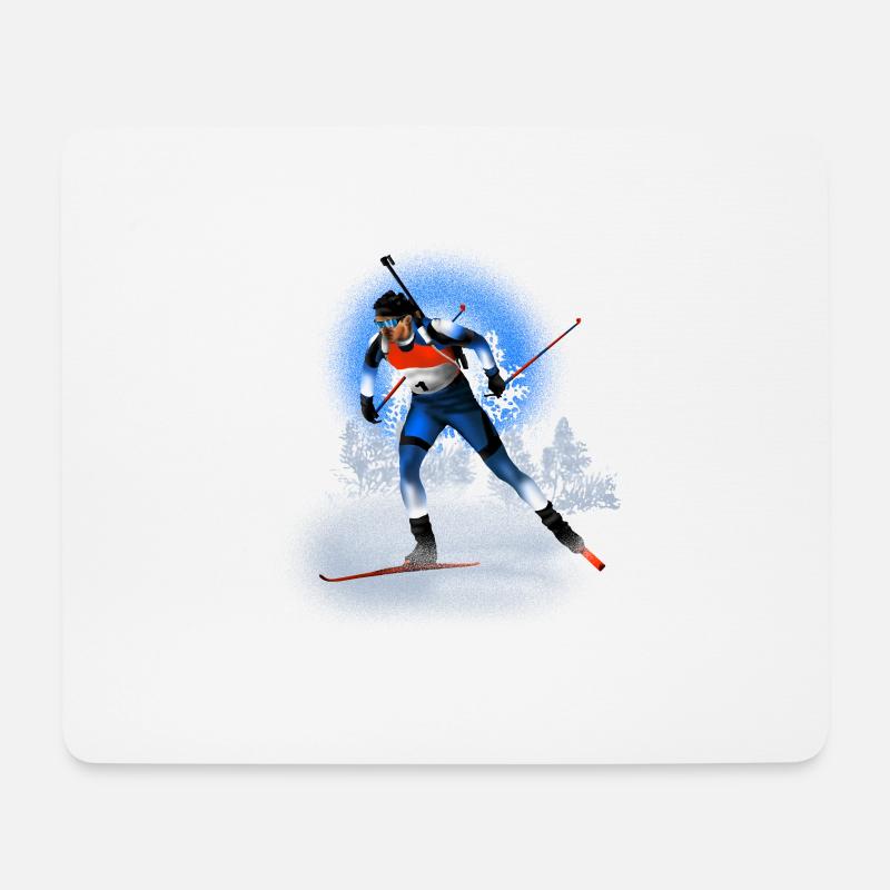 biathlon - Tapis de souris (format paysage) - blanc