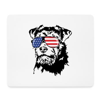 Chasse Terrier US Amérique Drapeau Chien Chien Wilsigns - Tapis de souris (format paysage) - blanc - Devant