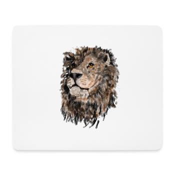 Lion portrait in painting technique - Mouse Pad (horizontal) - white - Front