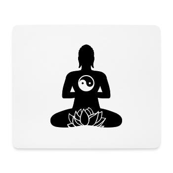 BUDDHA 01e | Lotus & Yin Yang - Mouse Pad (horizontal) - white - Front