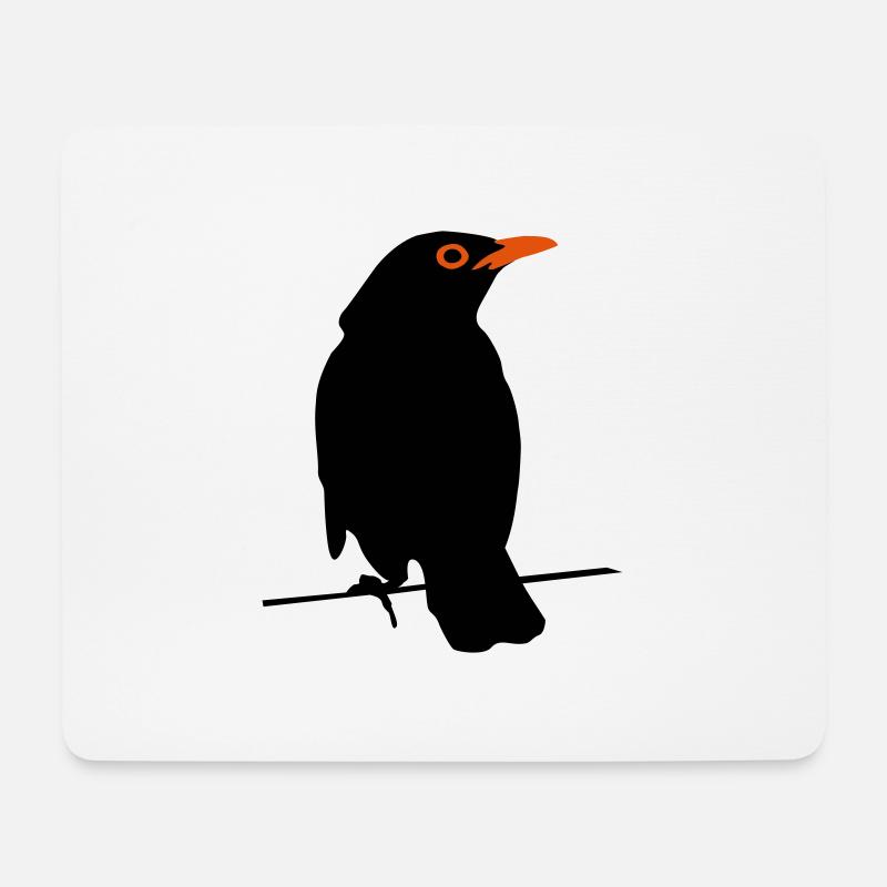 Amsel - Mousepad (Querformat) - Weiß