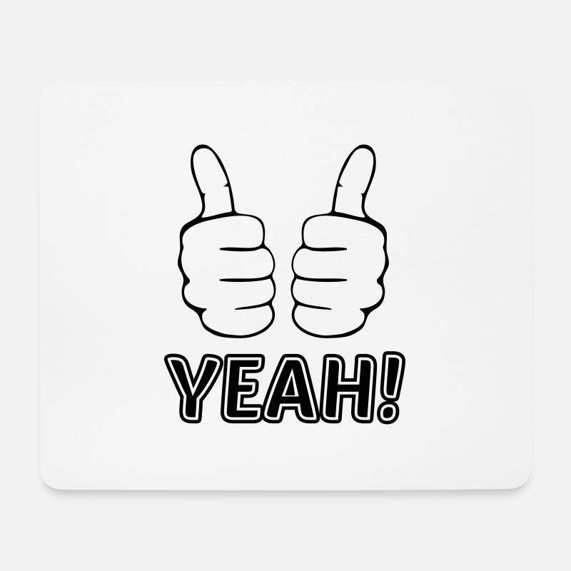 yeah Daumen hoch thumbs up erfolgreich läuft - Mousepad (Querformat) - Weiß
