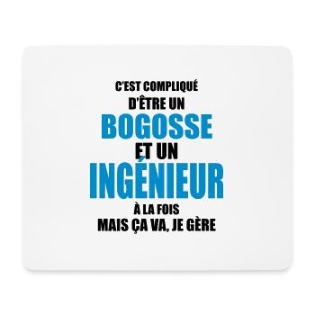 c'est compliqué d'être un bogosse et ingénieur - Tapis de souris (format paysage) - blanc - Devant
