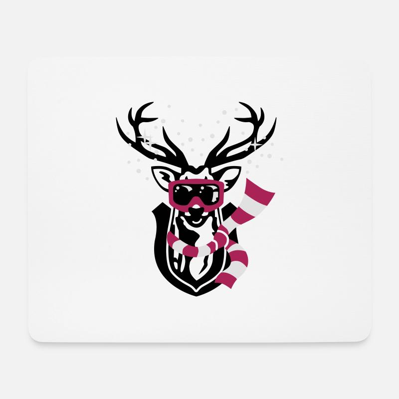 Skihirsch - Mousepad (Querformat) - Weiß