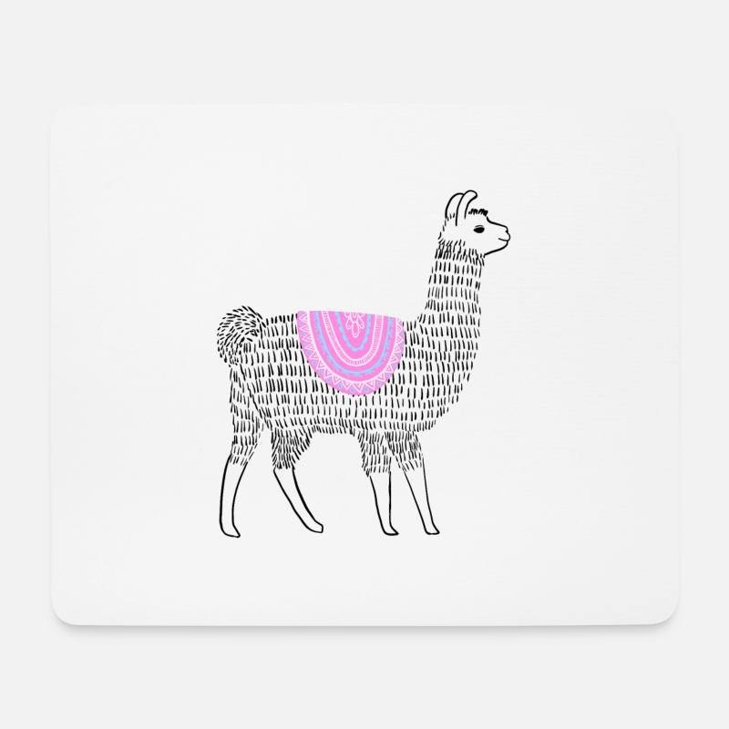 Boho Lama - Mousepad (Querformat) - Weiß