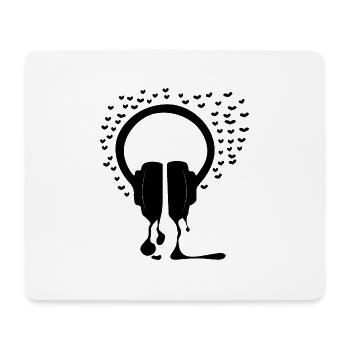 Kopfhörer und Liebe Herzen Geschenk - Mousepad (Querformat) - Weiß - Vorne