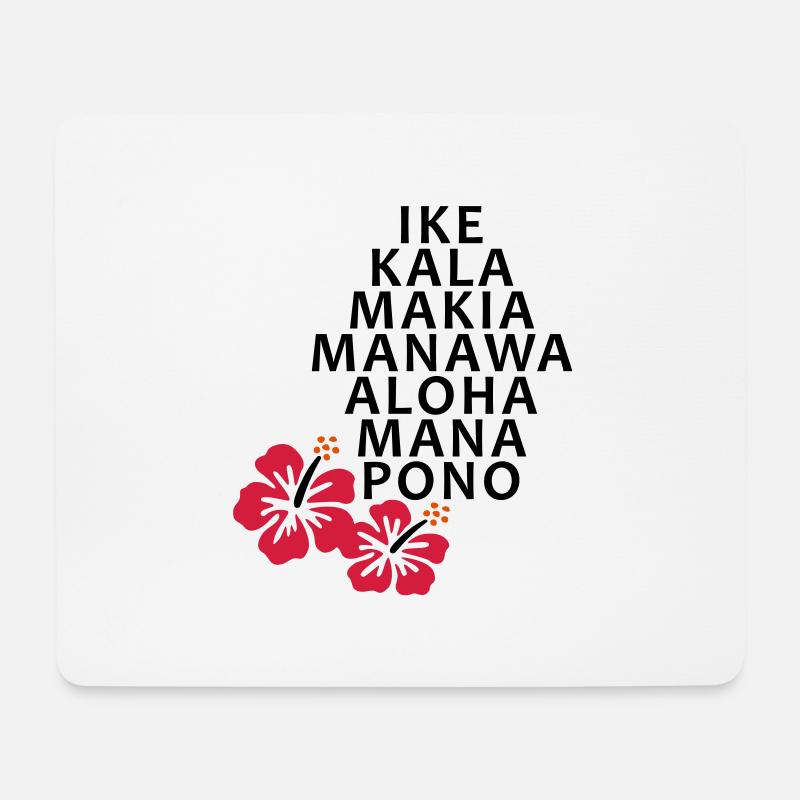 Die 7 Huna Prinzipien / Hibiscus Blüten - Mousepad (Querformat) - Weiß