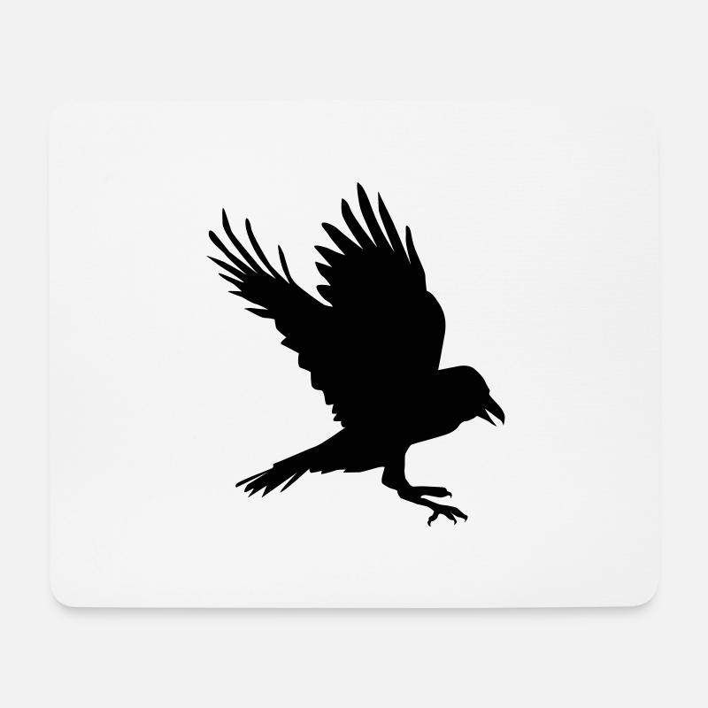 Rabe Flattert - Mousepad (Querformat) - Weiß