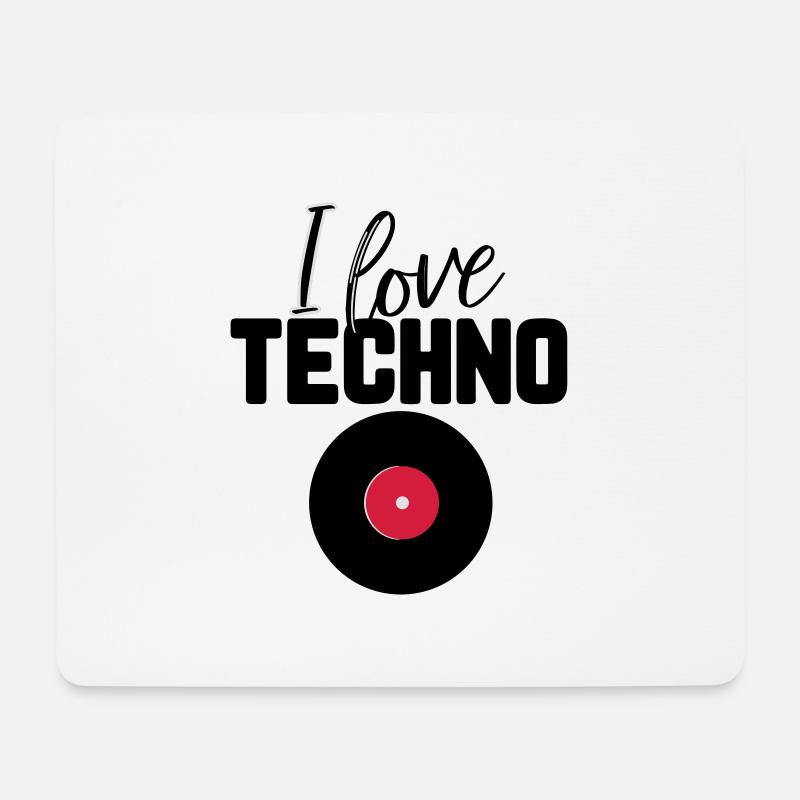 I love Techno - Mousepad (Querformat) - Weiß