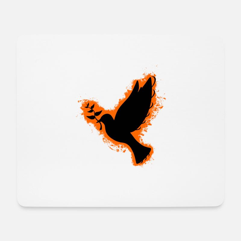 Silhouette Taube Orange und Schwarz Umriss - Mousepad (Querformat) - Weiß
