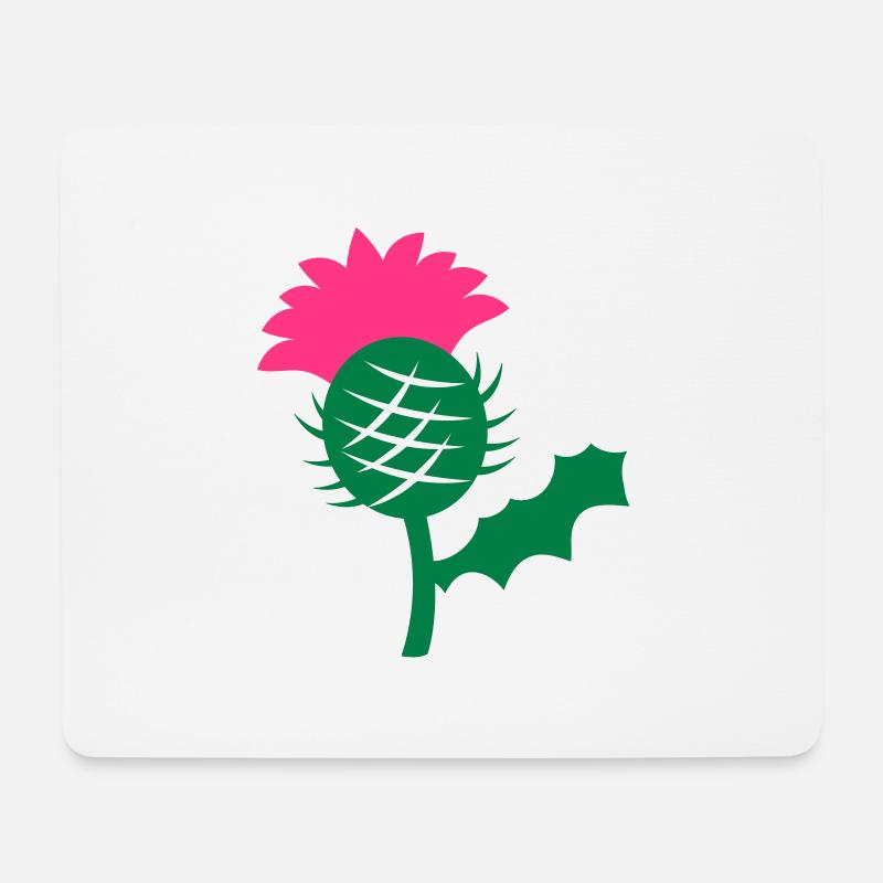 Einzel Kopf Blume der schottischen Distel - Mousepad (Querformat) - Weiß