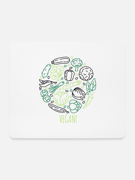 Vegan! Gemüse im Kreis - Mousepad (Querformat) - Weiß