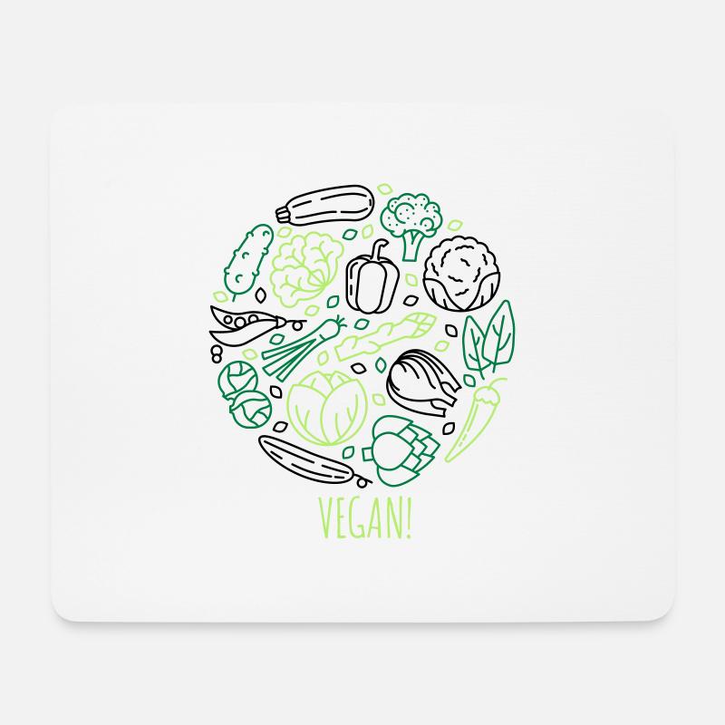 Vegan! Gemüse im Kreis - Mousepad (Querformat) - Weiß