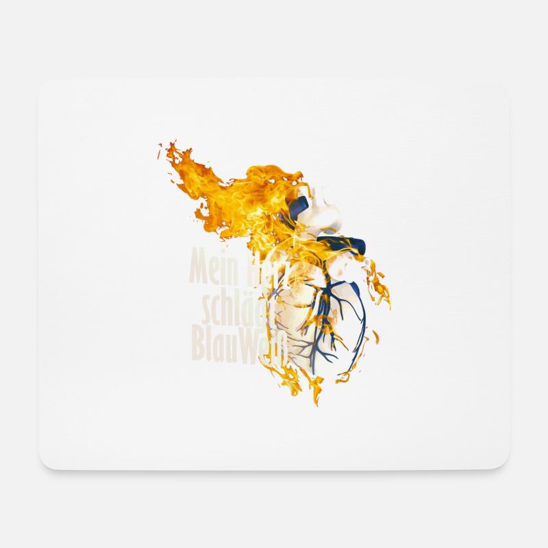 fcm herz brennt und schlägt blau weiß - Mousepad (Querformat) - Weiß