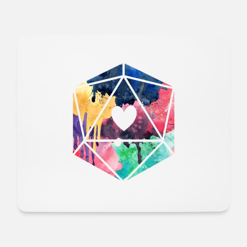 D20 Aquarell - Mousepad (Querformat) - Weiß