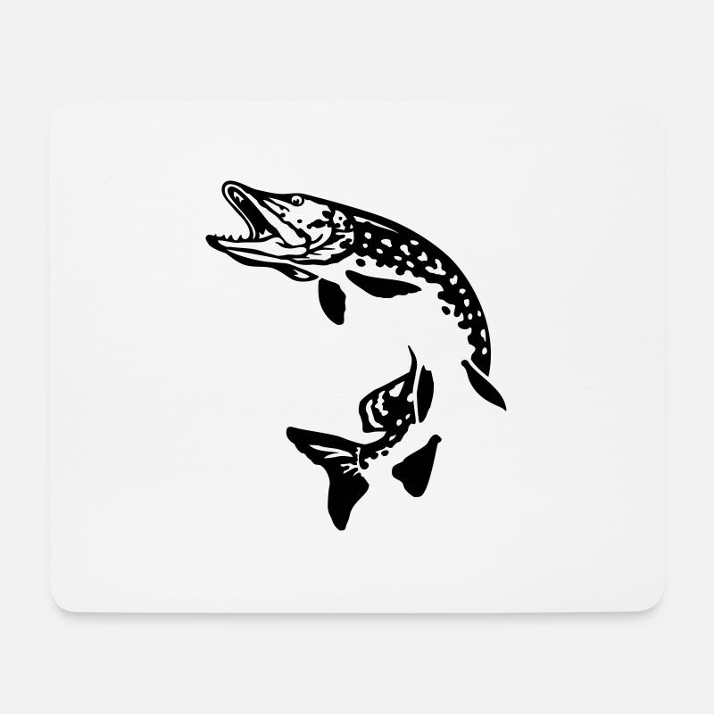 hecht_hechtsprung - Mousepad (Querformat) - Weiß
