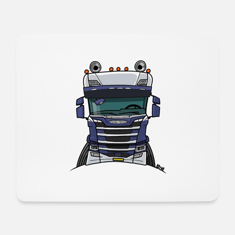0814 S LKW blau weiß - Mousepad (Querformat) - Weiß