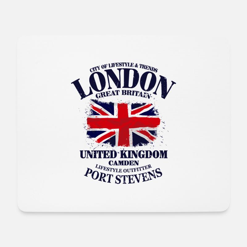 London - Union Jack Vintage Flag - Mousepad (Querformat) - Weiß