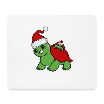 Tortue mignonne douce drôle noël - Tapis de souris (format paysage) - blanc - Devant
