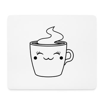 gesicht tasse suess niedlich weiblich heiss kaffee - Mousepad (Querformat) - Weiß - Vorne