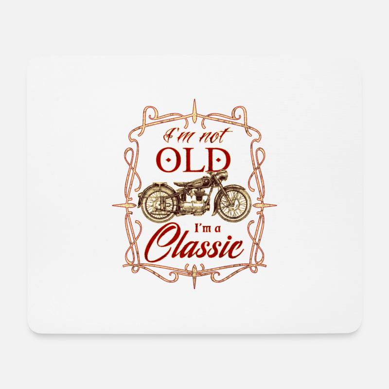 Moto vintage - Tapis de souris (format paysage) - blanc