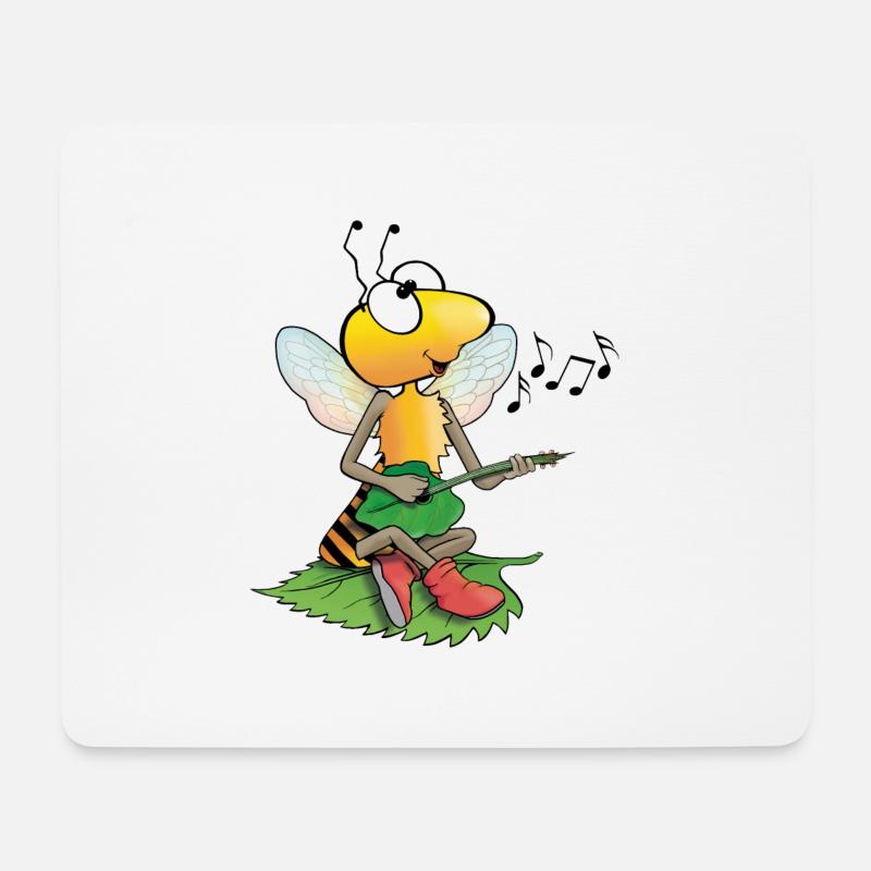 singende Biene - Mousepad (Querformat) - Weiß