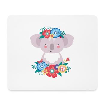 Koala mit Blumen - Mousepad (Querformat) - Weiß - Vorne