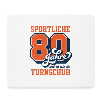 Sportliche 80 Jahre und fit wie ein Turnschuh - Mousepad (Querformat) - Weiß - Vorne