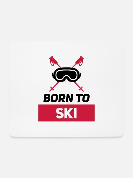 BORN TO SKI - Mousepad (Querformat) - Weiß