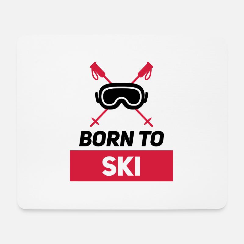 BORN TO SKI - Mousepad (Querformat) - Weiß